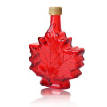 red colored 250ml maple shaped wine/honey/syrup glass bottle with screw plastic cap